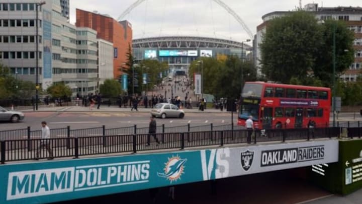 Sep 25, 2014; London, UNITED KINGDOM; General view of Wembley Stadium in advance of the NFL International Series game between the Miami Dolphins and the Oakland Raiders. Mandatory Credit: Kirby Lee-USA TODAY Sports
