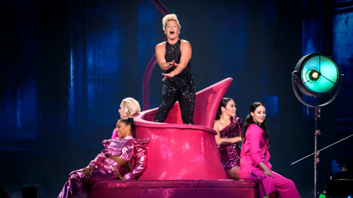 SCOTIABANK ARENA, TORONTO, ONTARIO, CANADA - 2019/08/18: Alecia Beth Moore, known professionally as Pink (stylized as P!nk) performed a sold out show in Toronto. (Photo by Angel Marchini/SOPA Images/LightRocket via Getty Images)