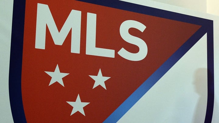 The new Major League Soccer (MLS) logo is pictured during an unveiling event in New York on September 18, 2014. MLS unveiled the new logo ahead of its 20th season. AFP PHOTO/Jewel Samad (Photo credit should read JEWEL SAMAD/AFP/Getty Images)