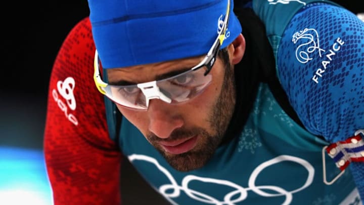 PYEONGCHANG-GUN, SOUTH KOREA - FEBRUARY 15: Martin Fourcade of France reacts at the finish during the Men's 20km Individual Biathlon at Alpensia Biathlon Centre on February 15, 2018 in Pyeongchang-gun, South Korea. (Photo by Lars Baron/Getty Images)