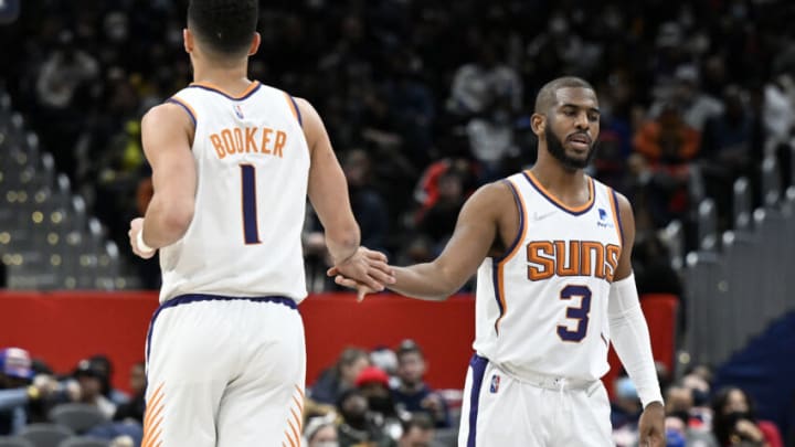 WASHINGTON, DC - FEBRUARY 05: Chris Paul Chris Paul and Devin Booker lead the Suns against the Bulls tonight at 6:00 PM MST (Photo by G Fiume/Getty Images)