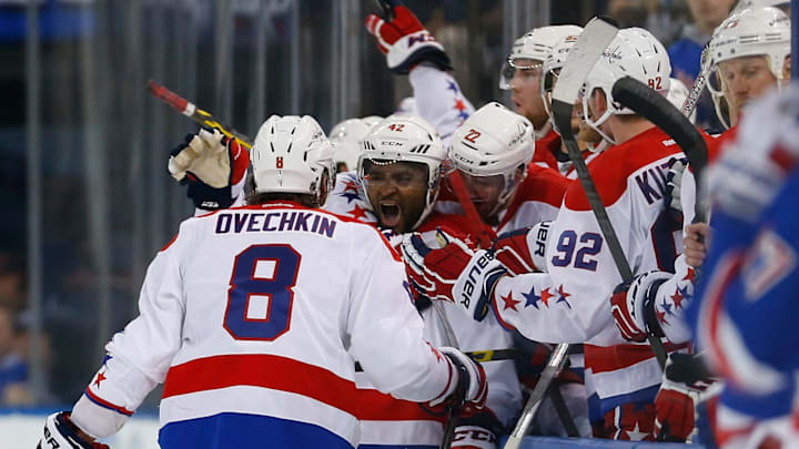 Joel Ward, Alex Ovechkin, Washington Capitals (Photo by Mike Stobe/Getty Images)