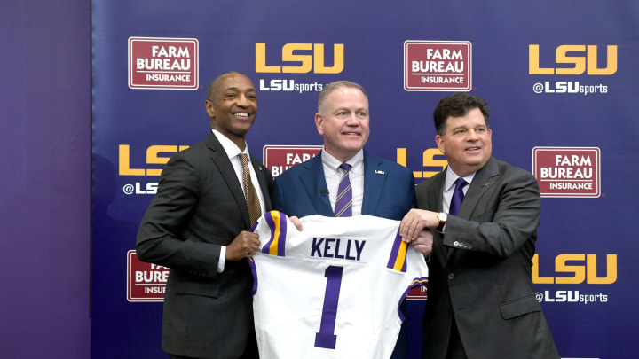 Brian Kelly, William F. Tate IV, Scott Woodward, LSU Tigers