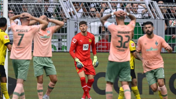 Gregor Kobel was unlucky to be on the losing side again (Photo by SASCHA SCHUERMANN/AFP via Getty Images)