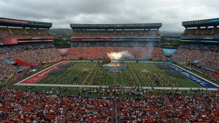 Jan 27, 2013, Honolulu, HI, USA; General view of a performance by recording artist Train before the 2013 Pro Bowl at Aloha Stadium. The NFC defeated the AFC 62-25. Mandatory Credit: Kirby Lee-USA TODAY Sports