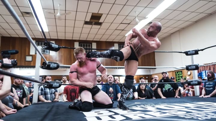 Chris Dickinson faces Shane Mercer at Beyond Wrestling Uncharted Territory episode 12 on June 19, 2019. Photo courtesy Jon Washer