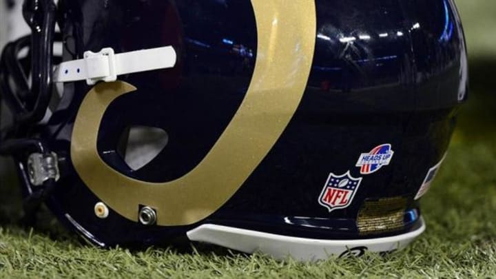 Aug 17, 2013; St. Louis, MO, USA; St. Louis Rams helmet during a game against the Green Bay Packers at the Edward Jones Dome. Mandatory Credit: Jeff Curry-USA TODAY Sports