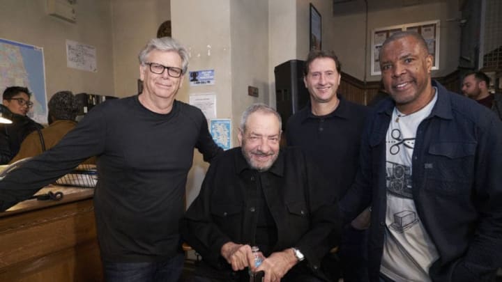 CHICAGO P.D. -- "100th Episode Celebration" -- Pictured: (l-r) Terry Miller, Executive Producer; Dick Wolf, Series Creator and Executive Producer; Rick Eid, Executive Producer and Showrunner; Eriq La Salle, Executive Producer & 100th Director -- (Photo by: Parrish Lewis/NBC)