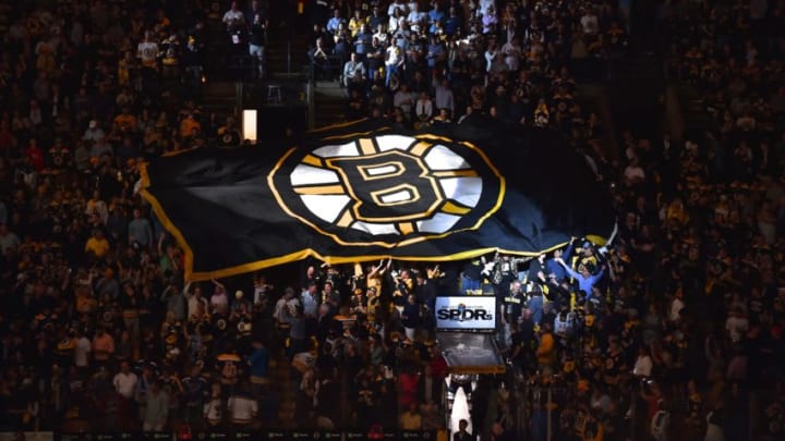 BOSTON, MA - JUNE 12: The giant Bs flag makes its way around the arena. During Game 7 of the Stanley Cup Finals featuring the Boston Bruins against the St. Louis Blues on June 12, 2019 at TD Garden in Boston, MA. (Photo by Michael Tureski/Icon Sportswire via Getty Images)