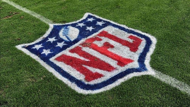 Dec 9, 2012; Tampa FL, USA; An NFL logo is seen on the field after a game between the Philadelphia Eagles and the Tampa Bay Buccaneers at Raymond James Stadium. Mandatory Credit: Steve Mitchell-USA TODAY Sports