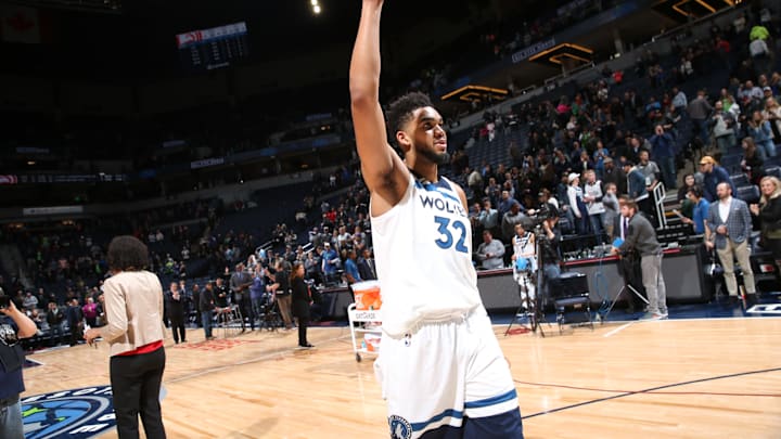 MINNEAPOLIS, MN – MARCH 28: Karl-Anthony Towns. Copyright 2018 NBAE (Photo by David Sherman/NBAE via Getty Images)