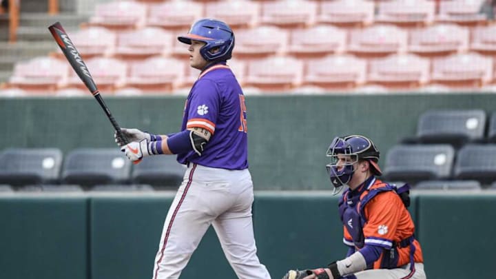 Clemson freshman Reed Garris (15) during practice at Doug Kingsmore Stadium in Clemson Friday, January 28,2022.Clemson Baseball Practice For 2022 Season Preview