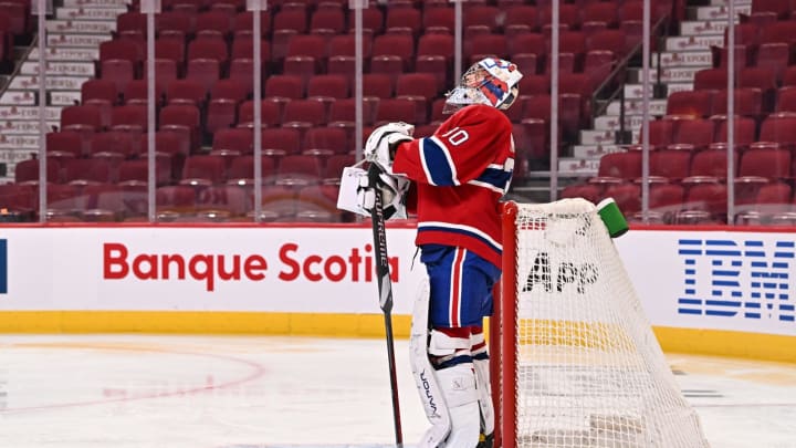 MONTREAL, QC – FEBRUARY 08: Goaltender Cayden Primeau #30 of the Montreal Canadiens. (Photo by Minas Panagiotakis/Getty Images)