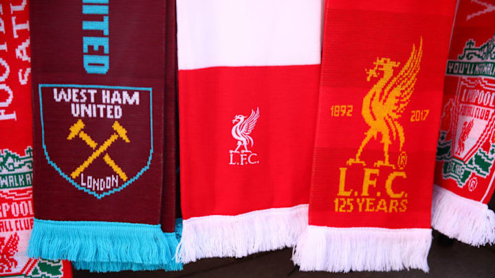 LIVERPOOL, ENGLAND - FEBRUARY 24: Merchandise is seen for sale prior to the Premier League match between Liverpool and West Ham United at Anfield on February 24, 2018 in Liverpool, England. (Photo by Clive Brunskill/Getty Images)