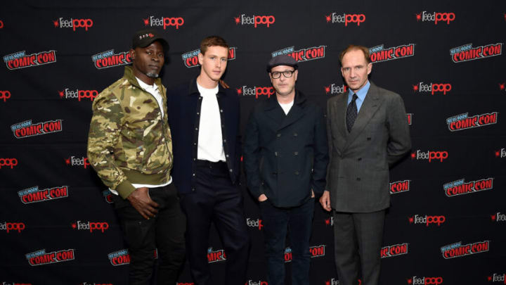 NEW YORK, NEW YORK - OCTOBER 03: (L-R) Djimon Hounsou, Harris Dickinson, Matthew Vaughn, and Ralph Fiennes attend New York Comic Con in support of "The King's Man" at The Jacob K. Javits Convention Center on October 03, 2019 in New York City. (Photo by Ilya S. Savenok/Getty Images for Twentieth Century Fox )