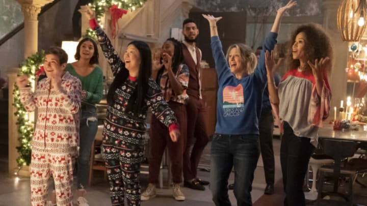 GOOD TROUBLE - "A Very Coterie Christmas" - The Fosters and the Hunters help out with the impromptu volunteer Christmas event. Stef agrees to be a part of Mariana's plan to avoid a major catastrophe, all while Gael and Jazmine deal with a painful family decision. Jamie is eager to ask Callie a very important question. This episode of "Good Trouble" airs December 16 (10:00 p.m. EST/PST) on Freeform. (Freeform/Christopher Willard)DAISY EAGAN, MAIA MITCHELL, SHERRY COLA, ZURI ADELE, SARUNAS JACKSON, TERI POLO, SHERRI SAUM