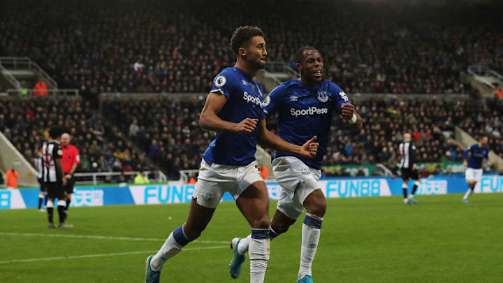 NEWCASTLE UPON TYNE, ENGLAND - DECEMBER 28: Dominic Calvert-Lewin of Everton celebrates after scoring his team's winning goal during the Premier League match between Newcastle United and Everton FC at St. James Park on December 28, 2019 in Newcastle upon Tyne, United Kingdom. (Photo by Ian MacNicol/Getty Images)