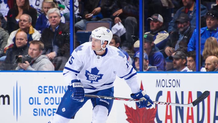 EDMONTON, AB – OCTOBER 29: Paul Ranger #15 of the Toronto Maple Leafs skates against the Edmonton Oilers during an NHL game on October, 29, 2013 at Rexall Place in Edmonton, AB, Canada. (Photo by Derek Leung/Getty Images)