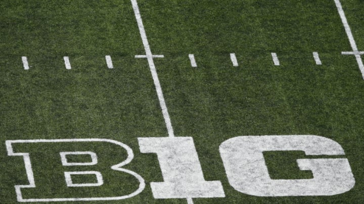 COLUMBUS, OH - OCTOBER 10: General view of the Big Ten logo seen on the field during the game between the Ohio State Buckeyes and the Maryland Terrapins at Ohio Stadium on October 10, 2015 in Columbus, Ohio. The Buckeyes defeated the Terrapins 49-28. (Photo by Joe Robbins/Getty Images)