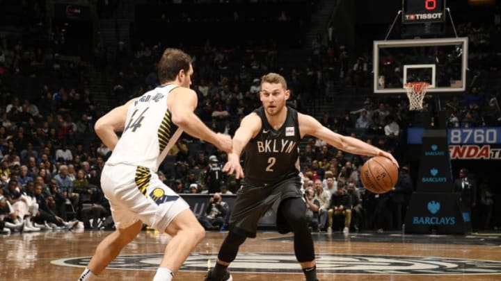 BROOKLYN, NY - DECEMBER 17: Nik Stauskas #2 of the Brooklyn Nets handles the ball against the Indiana Pacers on December 17, 2017 at Barclays Center in Brooklyn, New York. NOTE TO USER: User expressly acknowledges and agrees that, by downloading and or using this Photograph, user is consenting to the terms and conditions of the Getty Images License Agreement. Mandatory Copyright Notice: Copyright 2017 NBAE (Photo by Brian Babineau/NBAE via Getty Images)