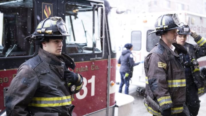 CHICAGO FIRE -- "The Tendency of a Drowning Victim" Episode 816 -- Pictured: (l-r) Alberto Rosendo as Blake Gallo, Jesse Spencer as Matthew Casey -- (Photo by: Adrian S. Burrows Sr./NBC)
