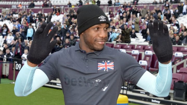 LONDON, ENGLAND - FEBRUARY 15: Michail Antonio of West Ham United during family fun day at London Stadium on February 15, 2017 in London, England. (Photo by Arfa Griffiths/West Ham United via Getty Images)