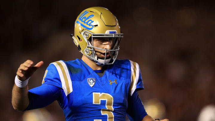 PASADENA, CA – SEPTEMBER 03: Josh Rosen #3 of the UCLA Bruins looks on during the second half of a game against the Texas A&M Aggies at the Rose Bowl on September 3, 2017 in Pasadena, California. (Photo by Sean M. Haffey/Getty Images)