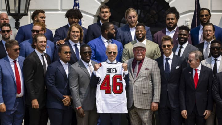 President Joe Biden and the Tampa Bay Buccaneers Mandatory Credit: Scott Taetsch-USA TODAY Sports