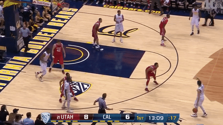 Utah @ California - Poeltl PNR defense, switches onto guard, gets blown by for easy reverse layup, gets feet too close together/doesn't have elite movement skills