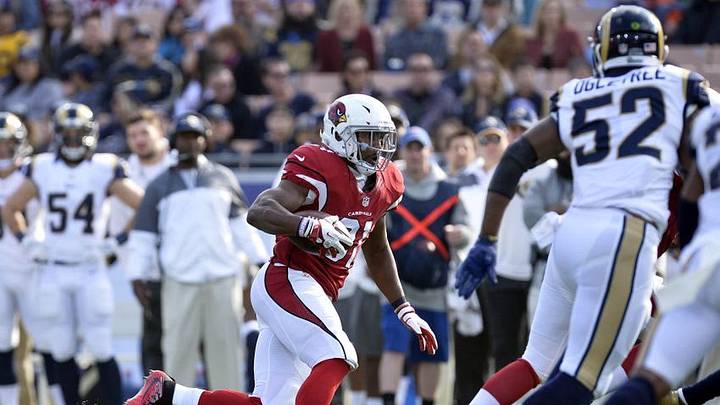 January 1, 2017; Los Angeles, CA, USA; Arizona Cardinals running back David Johnson (31) runs the ball against the Los Angeles Rams during the first half at Los Angeles Memorial Coliseum. Mandatory Credit: Gary A. Vasquez-USA TODAY Sports January 1, 2017; Los Angeles, CA, USA; Arizona Cardinals running back David Johnson (31) runs the ball against the Los Angeles Rams during the first half at Los Angeles Memorial Coliseum. Mandatory Credit: Gary A. Vasquez-USA TODAY Sports