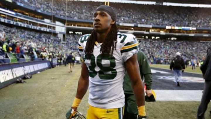 January 18, 2015; Seattle, WA, USA; Green Bay Packers cornerback Tramon Williams (38) walks to the locker room following the 28-22 loss against the Seattle Seahawks in the NFC Championship game at CenturyLink Field. Mandatory Credit: Joe Nicholson-USA TODAY Sports