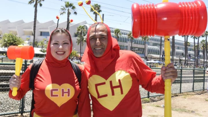 SAN DIEGO, CA – JULY 20: Cosplayers dress as El Chapulin Colorado at 2019 Comic-Con International on July 20, 2019 in San Diego, California. (Photo by Vivien Killilea/Getty Images)