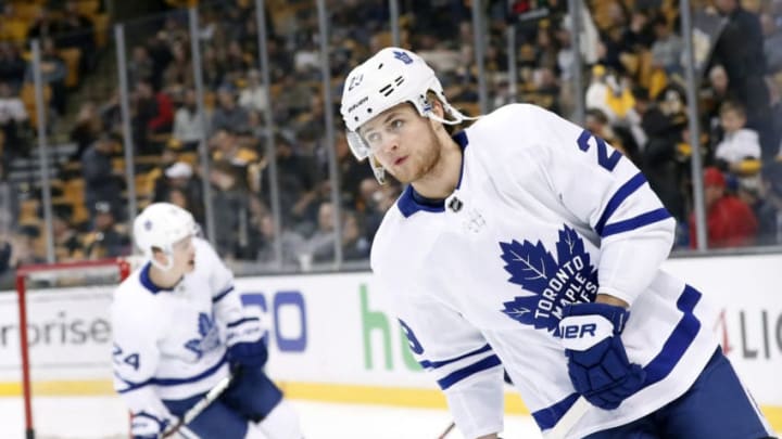 BOSTON, MA - APRIL 21: Toronto Maple Leafs right wing William Nylander (29) warms up before Game 5 of the First Round for the 2018 Stanley Cup Playoffs between the Boston Bruins and the Toronto Maple Leafs on April 21, 2018, at TD Garden in Boston, Massachusetts. The Maple Leafs defeated the Bruins 4-3. (Photo by Fred Kfoury III/Icon Sportswire via Getty Images)