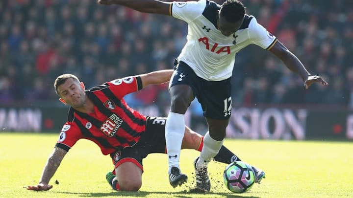 BOURNEMOUTH, ENGLAND - OCTOBER 22: Jack Wilshere of AFC Bournemouth (L) and Victor Wanyama of Tottenham Hotspur (R) battle for possession during the Premier League match between AFC Bournemouth and Tottenham Hotspur at Vitality Stadium on October 22, 2016 in Bournemouth, England. (Photo by Charlie Crowhurst/Getty Images)