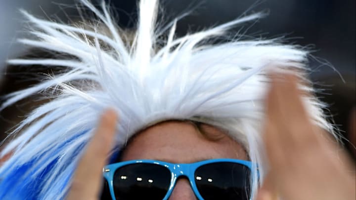 PROVO, UT - SEPTEMBER 17: A Brigham Young Cougars fan cheers on the Cougars during the game against the UCLA Bruins at LaVell Edwards Stadium on September 17, 2016 in Provo, Utah. (Photo by Gene Sweeney Jr./Getty Images) *** Local Caption ***