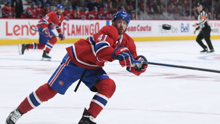 MONTREAL, QC - OCTOBER 19: Paul Byron #41 of the Montreal Canadiens skates against the Detroit Red Wings in the NHL game at the Bell Centre on October 10, 2019 in Montreal, Quebec, Canada. (Photo by Francois Lacasse/NHLI via Getty Images)