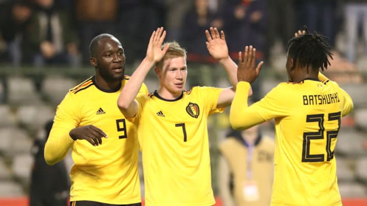 20180327 - Brussels, Belgium / International Friendly Game : Belgium v Saudi Arabia / "nRomelu LUKAKU - Kevin DE BRUYNE - Michy BATSHUAYI - Celebratio"nPicture by Vincent Van Doornick / Isosport