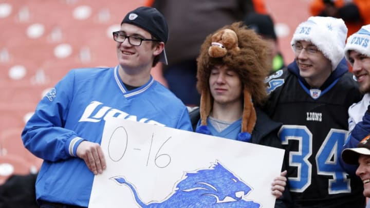 CLEVELAND, OH - DECEMBER 24: Detroit Lions fans look on before the start of the game between the Cleveland Browns and the San Diego Chargers at FirstEnergy Stadium on December 24, 2016 in Cleveland, Ohio. (Photo by Jason Miller/Getty Images)