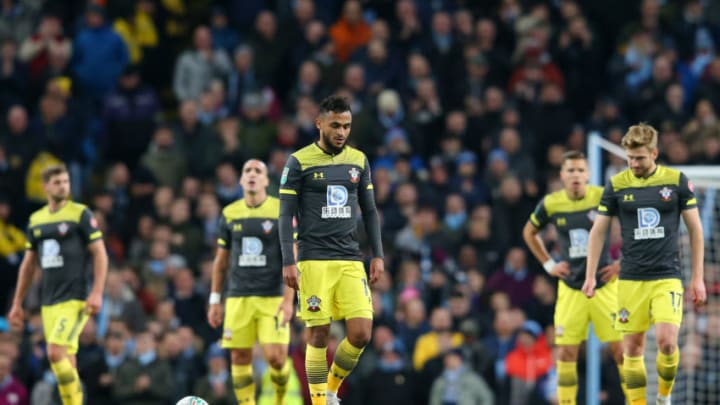 MANCHESTER, ENGLAND - OCTOBER 29: Sofiane Boufal of Southampton reacts to Manchester City scoring there first goa during the Carabao Cup Round of 16 match between Manchester City and Southampton at Etihad Stadium on October 29, 2019 in Manchester, England. (Photo by Alex Livesey/Getty Images)