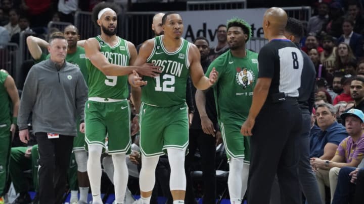 Following his actions during the Boston Celtics' October 24 loss to the Chicago Bulls, Grant Williams was suspended for Friday's Cavaliers matchup Mandatory Credit: David Banks-USA TODAY Sports