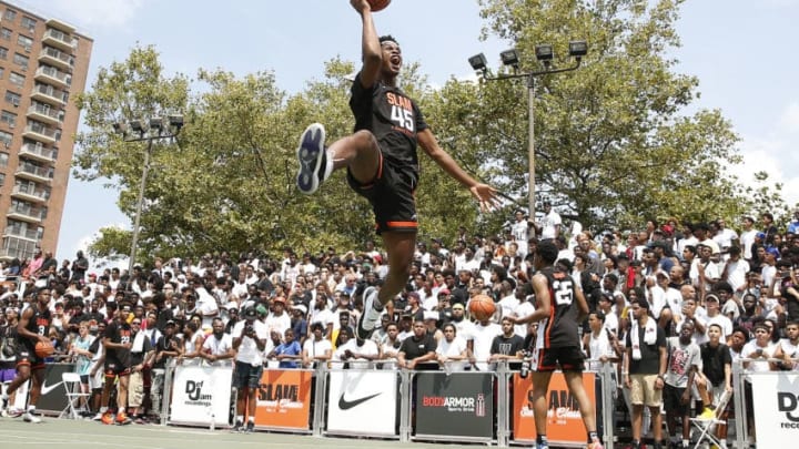 NEW YORK, NEW YORK - AUGUST 18: Josh Christopher #45 of Team Zion goes up for a layup prior to the game against Team Jimma during the SLAM Summer Classic 2019 at Dyckman Park on August 18, 2019 in New York City. (Photo by Michael Reaves/Getty Images)