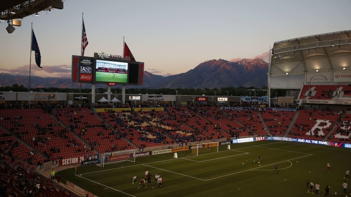 Sep 24, 2016; Sandy, UT, USA; The sun sets on the mountains above Rio Tinto Stadium where Real Salt Lake will play FC Dallas. Mandatory Credit: Jeff Swinger-USA TODAY Sports