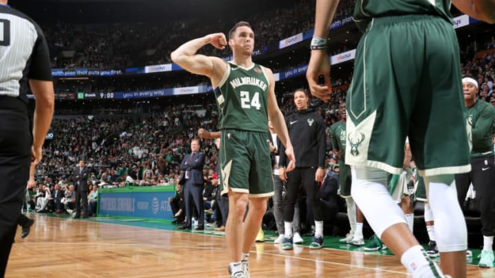 BOSTON, MA - MAY 6: Pat Connaughton #24 of the Milwaukee Bucks reacts to a play against the Boston Celtics during Game Four of the Eastern Conference Semifinals of the 2019 NBA Playoffs on May 6, 2019 at the TD Garden in Boston, Massachusetts. NOTE TO USER: User expressly acknowledges and agrees that, by downloading and/or using this photograph, user is consenting to the terms and conditions of the Getty Images License Agreement. Mandatory Copyright Notice: Copyright 2019 NBAE (Photo by Nathaniel S. Butler/NBAE via Getty Images)