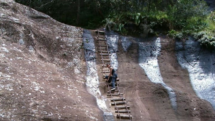 ladder in drakensberg mountains