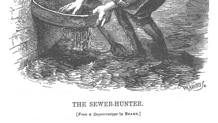 An 1851 illustration of a sewer-hunter or "tosher."