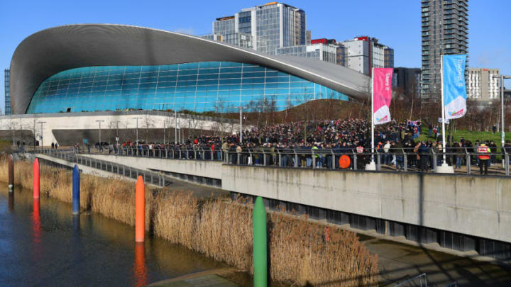 LONDON, ENGLAND - JANUARY 18: West Ham United fans gather outside the London Stadium to protest against the ownership of the club prior to the Premier League match between West Ham United and Everton FC at London Stadium on January 18, 2020 in London, United Kingdom. (Photo by Justin Setterfield/Getty Images)