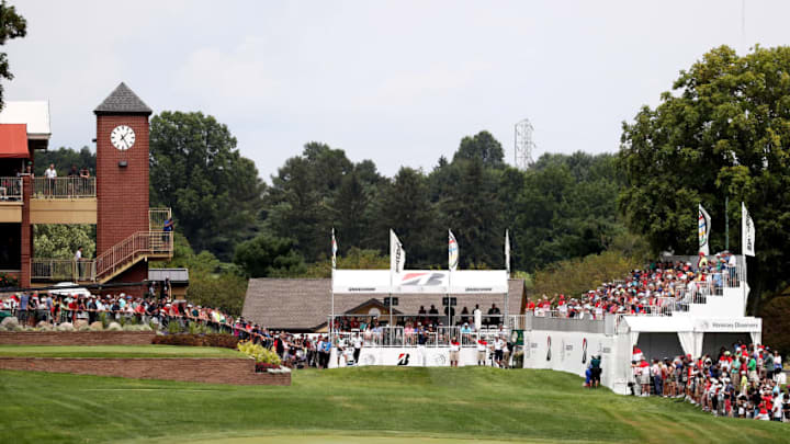 AKRON, OH - AUGUST 06: Bubba Watson hits off the first tee during the final round of the World Golf Championships - Bridgestone Invitational at Firestone Country Club South Course on August 6, 2017 in Akron, Ohio. (Photo by Gregory Shamus/Getty Images)