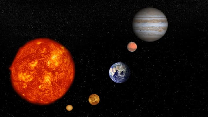 An artist's concept of the solar system.