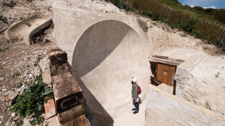 A sound mirror that was built into the cliffs of Dover, England during the first world war.