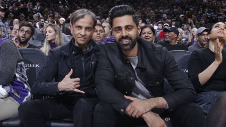 SACRAMENTO, CA - MARCH 23: Owner Vivek Ranadive of the Sacramento Kings poses for a photo with Hassan Minhaj during the game against the Phoenix Suns on March 23, 2019 at Golden 1 Center in Sacramento, California. NOTE TO USER: User expressly acknowledges and agrees that, by downloading and or using this photograph, User is consenting to the terms and conditions of the Getty Images Agreement. Mandatory Copyright Notice: Copyright 2019 NBAE (Photo by Rocky Widner/NBAE via Getty Images)